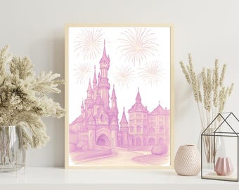 Theme Park | Mickey | Paris Print | Disneyland | Disney Print | Disney Adult | Disneyland Paris | Disney | Disney Ears | DIGITAL ART PRINT