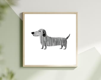 Dachshund Dog Prints | Dachshund Doxie Dog | Wiener Dog Dachshund | Sausage Dog Gifts | Dachshund Lover | Line Drawing | DIGITAL WALLART