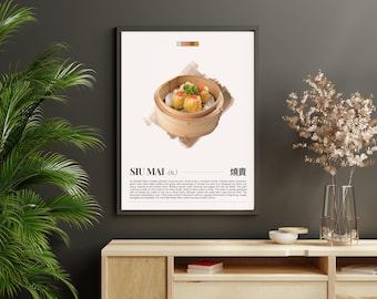 Siu Mai-dimsumposter: Hong Kong Food Art Print (digitale download, A2-A5-formaten)