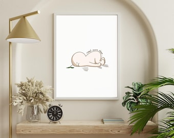 Leafman-poster - Need More Sleep | NON-AI, handgetekende digitale kunst | Afdrukbare digitale poster met wanddecoratiegalerij | Maten A2, A3, A4, A5
