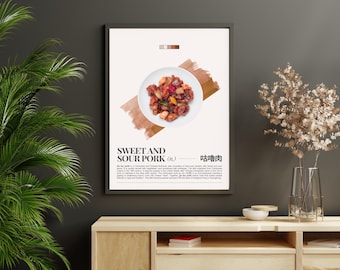 Poster Sweet & Sour Pork: Hong Kong Food Art Print (digitale download, A2-A5)