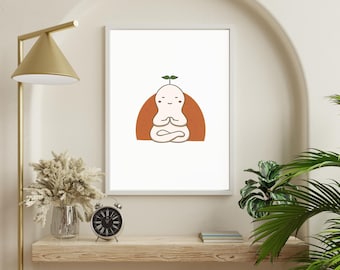Leafman-poster - zen | NON-AI, handgetekende digitale kunst | Afdrukbare digitale poster met wanddecoratiegalerij | Maten A2, A3, A4, A5