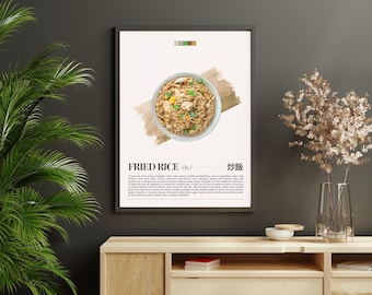 Poster Hong Kong Fried Rice: minimalistische keukenmuurkunst (digitale download, A2-A5-formaten)