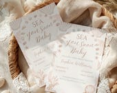 Seashell Baby Shower Invitation Template | Under the Sea (Editable, 5x7, Instant Download)