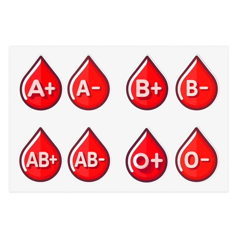 Blood Type Sticker Sheet, Medical Decals for Healthcare Workers - Etsy