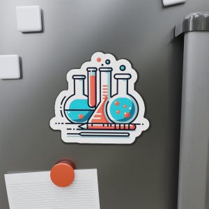 Science Flask Die-Cut Magnet | Cute Laboratory Decor, Science Gift, Chemistry Magnet, Teacher Appreciation, Kitchen Fridge Accessory