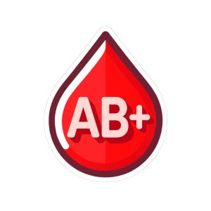 Blood Drop Kiss-Cut Stickers - AB+ Blood Type, Unique Decor, Laptop Decal, Water Bottle Sticker, Medical Gift