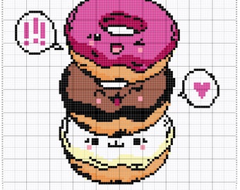 Kawaii Doughnuts Cross Stitch Pattern