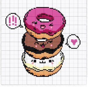 Kawaii Doughnuts Cross Stitch Pattern