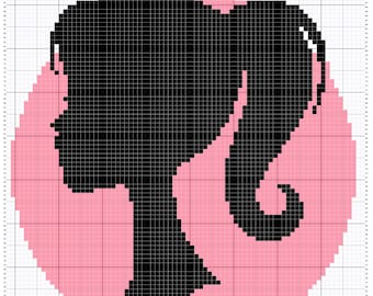 Barbie Silhouette Cross Stitch Pattern 