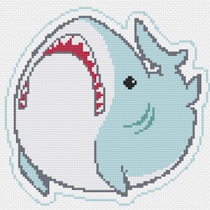 Cute Baby Shark Kawaii Cross Stitch Pattern