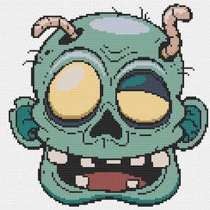 Halloween Sale Cute Zombie Cross Stitch Pattern