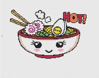 Hot Ramen Cross Stitch Pattern