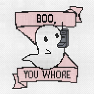 Boo You Wh*re Halloween Mean Girls Cross Stitch Pattern