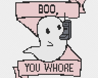 Boo You Wh*re Halloween Mean Girls Cross Stitch Pattern