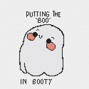 Halloween Sale Easy Ghost Halloween Cross Stitch Pattern &#39;I put the Boo in Booty&#39;