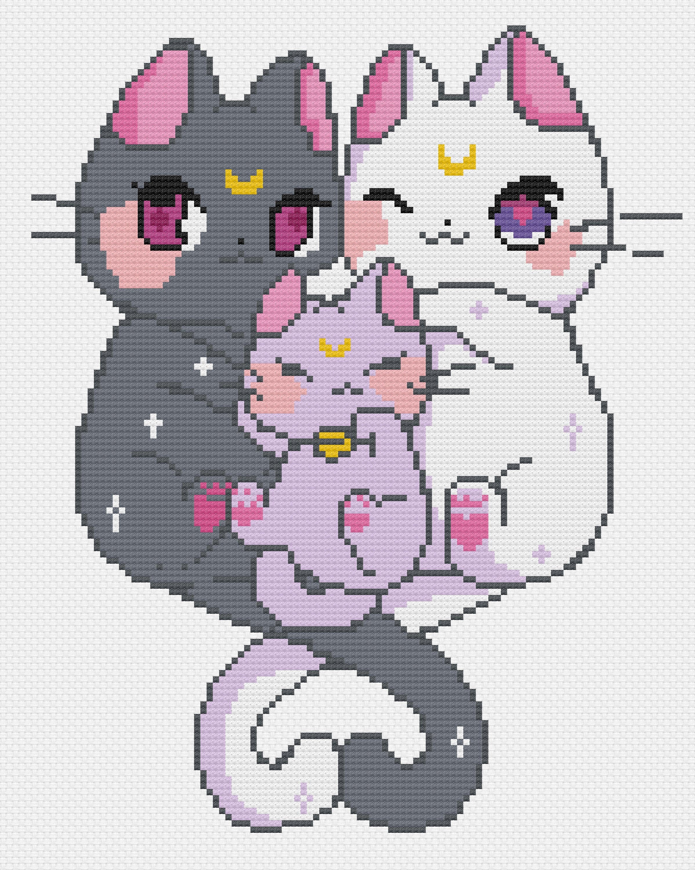 Sailor Moon Cats Luna, Artemis and Diana - Etsy