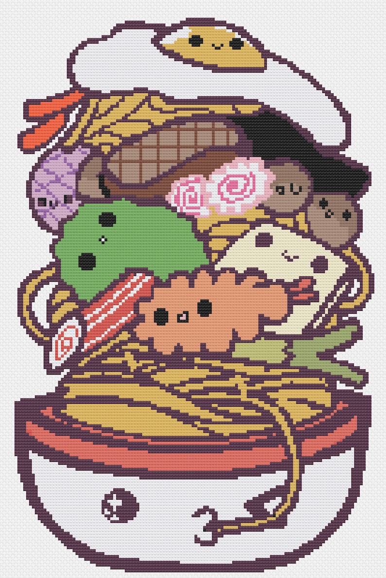Giant Ramen Noodle Bowl Cross Stitch Pattern Etsy