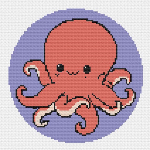 Kawaii Octopus Cross Stitch Pattern Etsy kawaii octopus cross stitch pattern