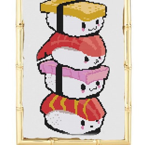 Kawaii Sushi Cross Stitch Pattern