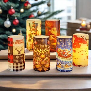 6 Inch Flameless Candles Christmas Decor, Custom Photo LED Taper Candles, Flickering Candles w/ Remote & Timer Candle, Housewarming Gift