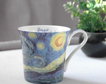Tazza Notte stellata di Van Gogh, regalo per gli amanti dell'arte, idea regalo di Natale, tazza da caffè e tè in ceramica