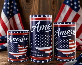 4th of July LED Candle Set, Patriotic Flameless Candles 3 Size, American Flag Home Decor, Independence Day Lights, Memorial Day Party Gift