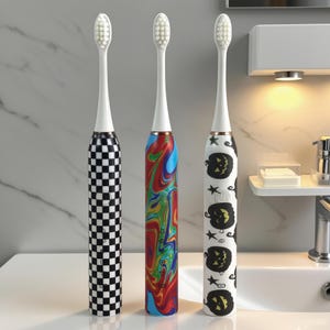 Electric Toothbrush Pumpkin/Gingham/Marble Waterproof timing long battery life Oral care Gift Birthday Gift