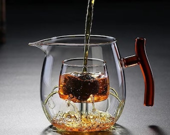 Taza de té de vidrio personalizada con filtro – Infusor de té de hojas sueltas de 500 ml