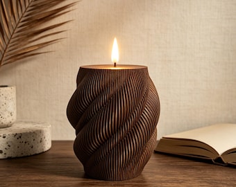 3D Printed PLA LED Flameless Candle, Coffee Spiral Table Lamp, Modern Night Light, Cozy Home Decor, Mothers Day Gift