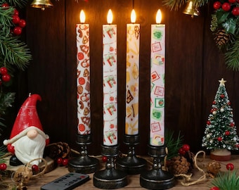 Juego de 3 velas LED navideñas cónicas de 25 cm sin llama con temporizador, funciona a pilas, decoración para el hogar, regalo de boda o inauguración de la casa.
