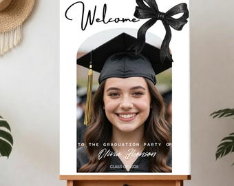 Graduation Welcome Sign Template, Photo Welcome Sign, Editable Canva Template, Graduation Party Decor, Printable Welcome Board,
