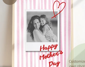 Plantilla de póster fotográfico para el Día de la Madre, regalo personalizado para mamá, arte mural imprimible, plantilla fotográfica personalizada de Canva