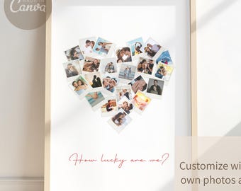 How Lucky Are We Photo Collage | Personalized First Valentine Gift for Boyfriend or Girlfriend (Printable Template)