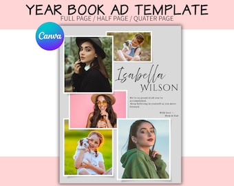 Senior Yearbook Ad Template - Full Page Half Page Quarter Page - Graduation Tribute, Canva Ads Printable Digital Download