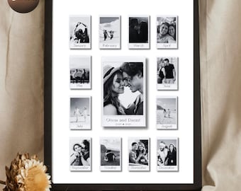 Custom Polaroid Photo Frame Anniversary Template | 1-Year Anniversary Gift | Personalized Keepsake | Editable in Canva