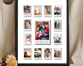 Year in Review Photo Collage Template/1 Year Anniversary Collage/12 Month Poster/Canva Printable Wall Art/Couples Family Christmas Gift