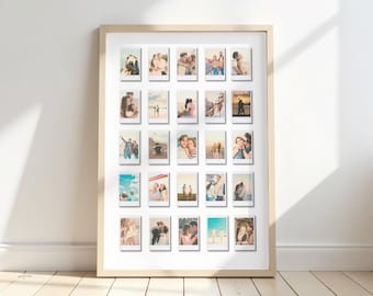 Custom Polaroid Photo Collage Digital Canva Template - 25 Picture Print
