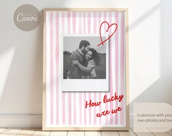 DIGITAL CUSTOM How Lucky Are We Wall Art Vintage Polaroid Print, Personalized Photo Print, Trendy Wall art colorful coquette wall art