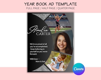 Senior Yearbook Ad Template - Full Page Half Page Quarter Page - Graduation Tribute, Canva Ads Printable Digital Download