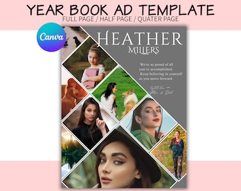 Senior Yearbook Ad Template - Full Page Half Page Quarter Page - Graduation Tribute, Canva Ads Printable Digital Download