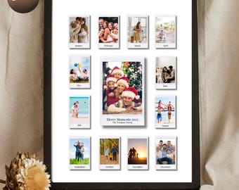 Merry Moments 2025 Family Photo Collage Template | Year in Review Canva Template | Christmas Photo Card | Editable Holiday Collage
