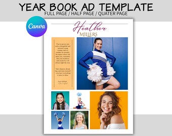 Senior Yearbook Ad Template - Full Page Half Page Quarter Page - Graduation Tribute, Canva Ads Printable Digital Download