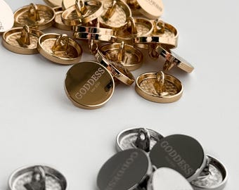 Personalized Sewing Buttons Round Shape 15mm, Custom Logo Engraved Metal Buttons Gold Silver, Tailoring Supplies Gift, Garment Accessories