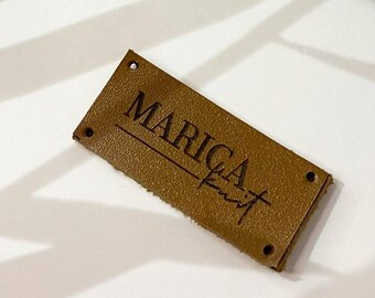 Custom Leather Labels For Handmade Clothes, Personalized Sewing Tags, Brown Leather Tags With Logo Or Text, DIY Craft Supplies