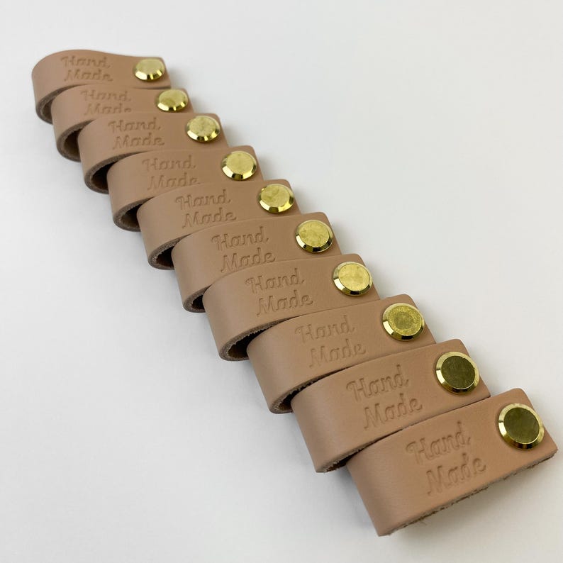 Leather Fold Over Tags With Gold Rivet, Custom Labels for Handmade ...