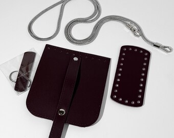 Umhängetasche aus echtem Leder zum Selbermachen, Metallkettenriemen, Handarbeit