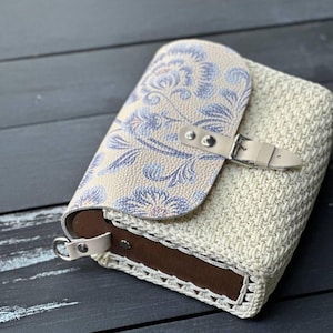 Crochet Bag Flap with Print, Rectangular Purse Closure for Handmade Bags, Stylish Bag Making,  Supplies, Birthday Gift for Crafters