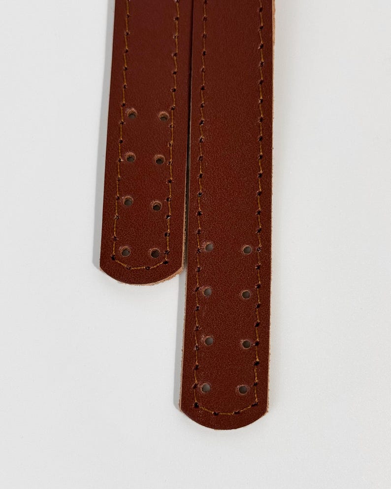 natural leather bag straps, stitched leather handles, sew on tote straps