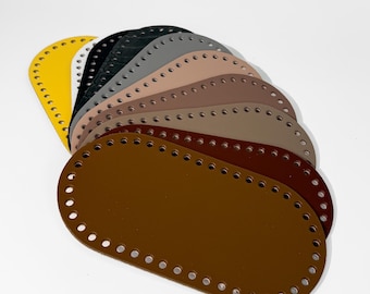 DIY leren basis portemonnee met gaten, rechthoekig inzetstuk onderaan tas, gehaakt draagtaspaneel voor het maken van handgemaakte handtassen